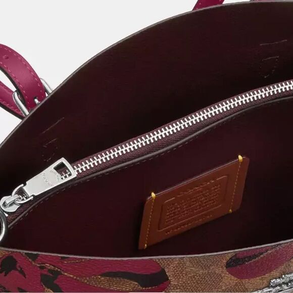 Coach Mollie Tote Bag 25 In Signature Canvas With Bow Print Purse - Picture 14 of 15